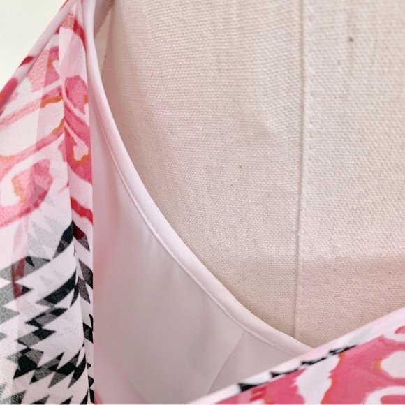 NWOT Bebe Flowy Chiffon Geometric Tribal Print Cold-Shoulder V-Neck Maxi Dress - Picture 9 of 15